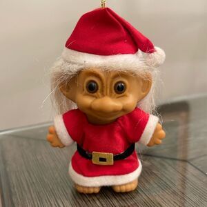 Vintage Russ Christmas Santa Troll Doll in Santa Suit Santa Claus 5" Ornament